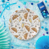 ブランチ&ポーズ紙プレート – クロワサンツとミモサス ペーパープレート (パーティー)