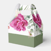 ブランチ、緑のピンクのバラのタイポグラフィ結婚ズ フェイバーボックス (裏面サイド)