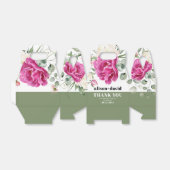 ブランチ、緑のピンクのバラのタイポグラフィ結婚ズ フェイバーボックス (折り畳みなし)
