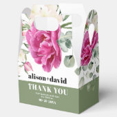 ブランチ、緑のピンクのバラのタイポグラフィ結婚ズ フェイバーボックス (オープン)