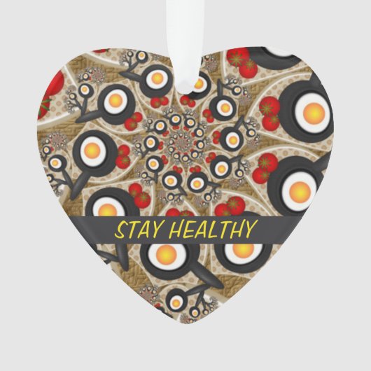 ブランチFractal Art食おもしろいべ物、トマト、卵文字 オーナメント (正面)