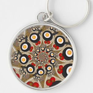 ブランチFractal Art食おもしろいべ物、トマト、卵 キーホルダー