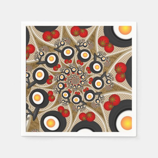 ブランチFractal Art食おもしろいべ物、トマト、卵 スタンダードカクテルナプキン (正面)