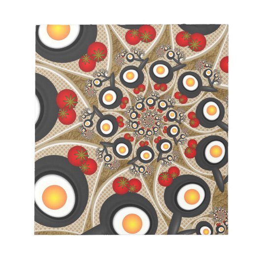 ブランチFractal Art食おもしろいべ物、トマト、卵 ノートパッド (正面)