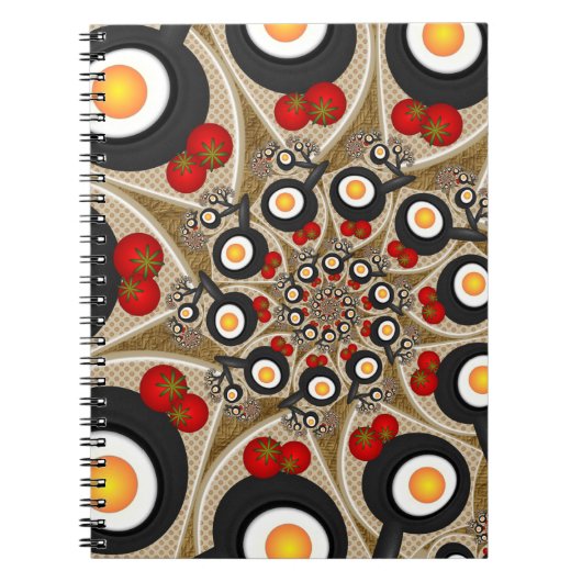 ブランチFractal Art食おもしろいべ物、トマト、卵 ノートブック (正面)