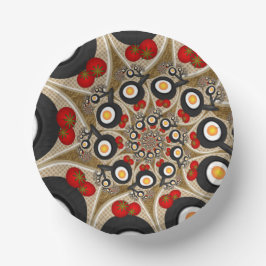 ブランチFractal Art食おもしろいべ物、トマト、卵 ペーパーボウル
