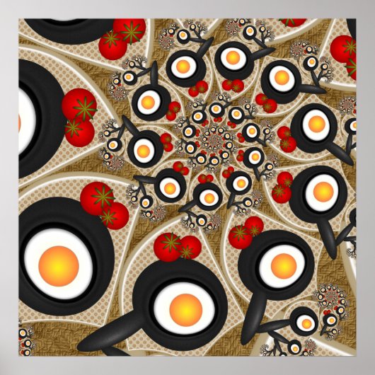 ブランチFractal Art食おもしろいべ物、トマト、卵 ポスター (正面)