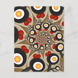 ブランチFractal Art食おもしろいべ物、トマト、卵 ポストカード