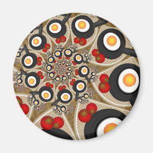ブランチFractal Art食おもしろいべ物、トマト、卵 マグネット