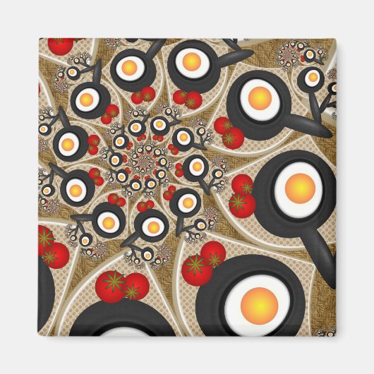 ブランチFractal Art食おもしろいべ物、トマト、卵 マグネット (正面)
