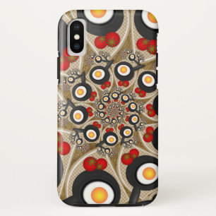 ブランチFractal Art食おもしろいべ物、トマト、卵 iPhone XSケース