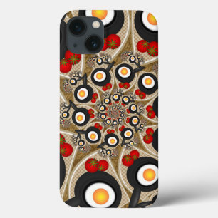 ブランチFractal Art食おもしろいべ物、トマト、卵 iPhone 13ケース