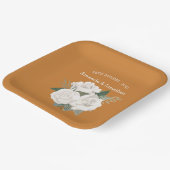 ブランディエレガントパンチブラウン&ホワイトローズ結婚ズ ペーパープレート (傾斜あり)