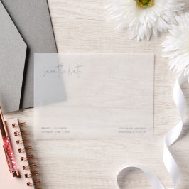 ブランディシンプルモダンーの結婚式の日付を保存 ベラム紙招待状