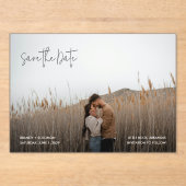 ブランディシンプルーの写真モダン結婚式の日付を保存 アクリル招待状 (正面)