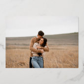 ブランディシンプルーの写真モダン結婚式の日付を保存 箔招待状 (裏面)