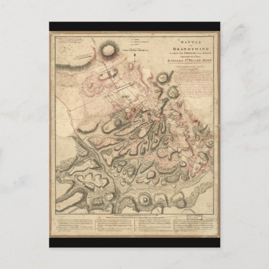 ブランディワインアメリカの戦い革命マップ1784 ポストカード (正面)
