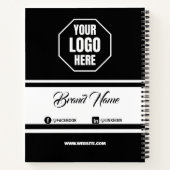 ブランディングおよびビジネスロゴのプロモーションブラック&ホワイト ノートブック (裏面)