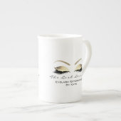 ブランディングラッシュエクステンション美しいスタジオ金ゴールドホワイト ボーンチャイナマグカップ (正面右)