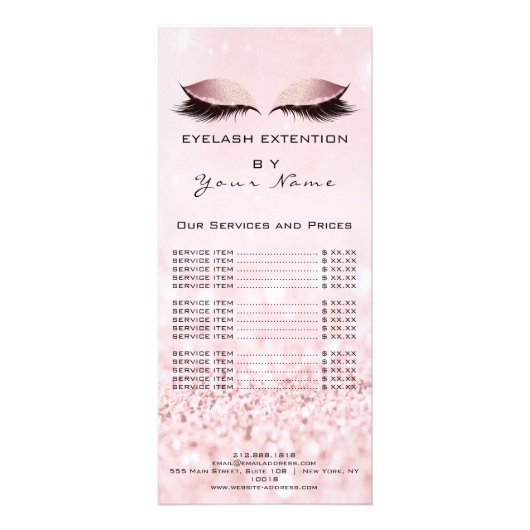 ブランディング価格リストの点滅の拡張ピンクの目 ラックカード (裏面)