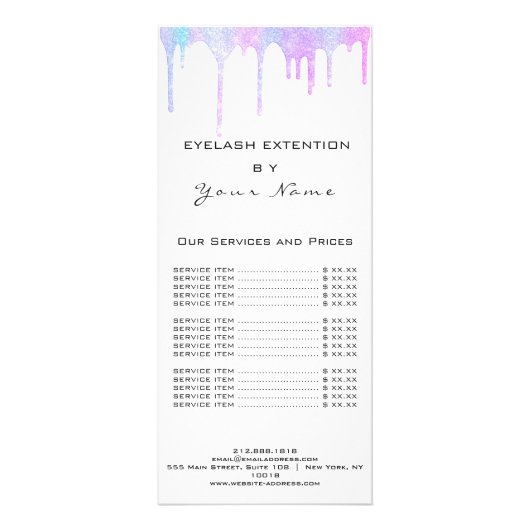 ブランディング価格リストまつげヘアピンクホログラフ ラックカード (裏面)