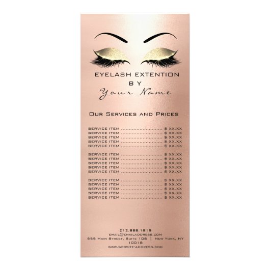 ブランディング価格リストラッシュエクステンションピンクローズ ラックカード (正面)