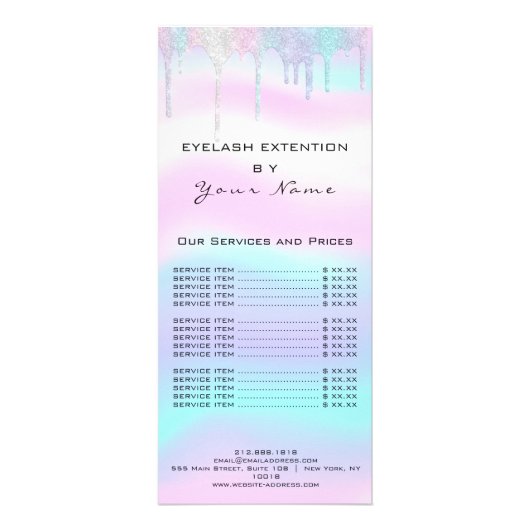 ブランディング価格リストLash Extension自筆証書ピンク ラックカード (正面)