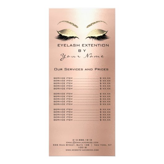 ブランディング価格表の点滅の拡張Skinnyバラ ラックカード (正面)