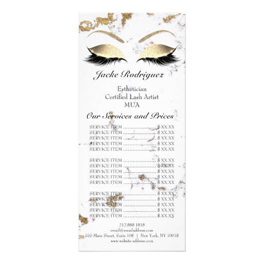 ブランディング価格表の点滅金ゴールドの目 ラックカード (裏面)