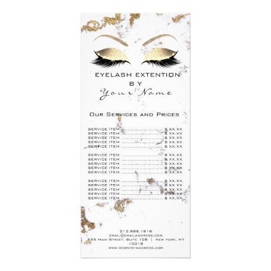 ブランディング価格表の遅延拡張金ゴールド白 ラックカード (正面)