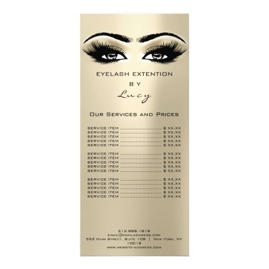 ブランディング価格表まつげ拡張アイボリーの目 ラックカード (裏面)