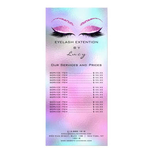 ブランディング価格表まつげ拡張ピンクブルー ラックカード (裏面)
