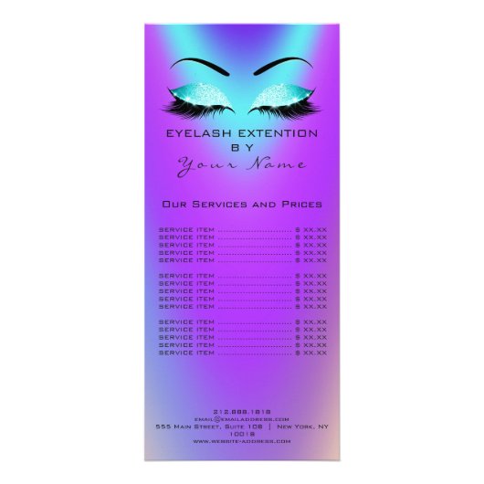 ブランディング価格表まつげ拡張ブルーピンク ラックカード (裏面)