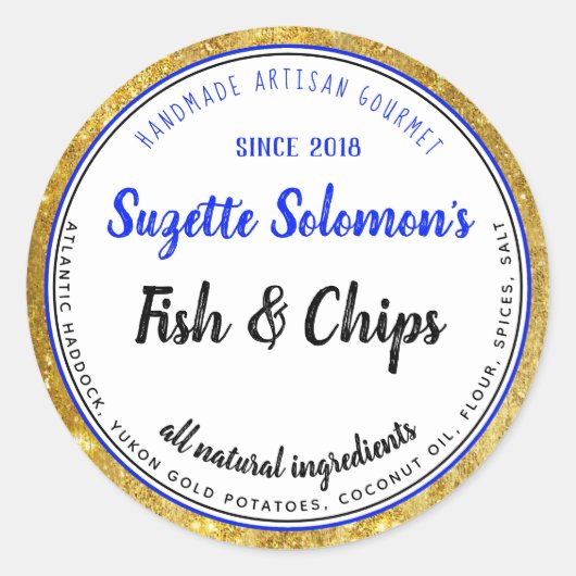 ブランディング金ゴールドトリム成分食品ラベル ラウンドシール (正面)