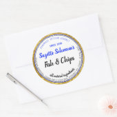 ブランディング金ゴールドトリム成分食品ラベル ラウンドシール (封筒)