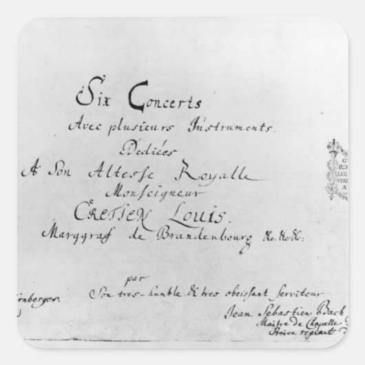 ブランデンブルクのコンチェルト1721年 スクエアシール (正面)