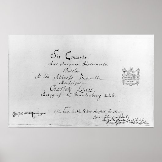 ブランデンブルク協奏曲， 1721 ポスター (正面)