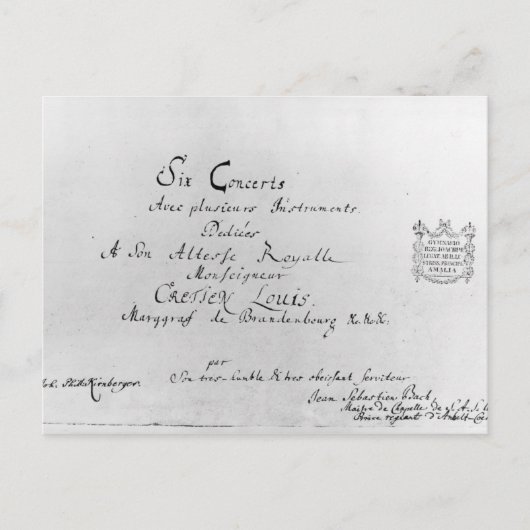 ブランデンブルク協奏曲, 1721 ポストカード (正面)