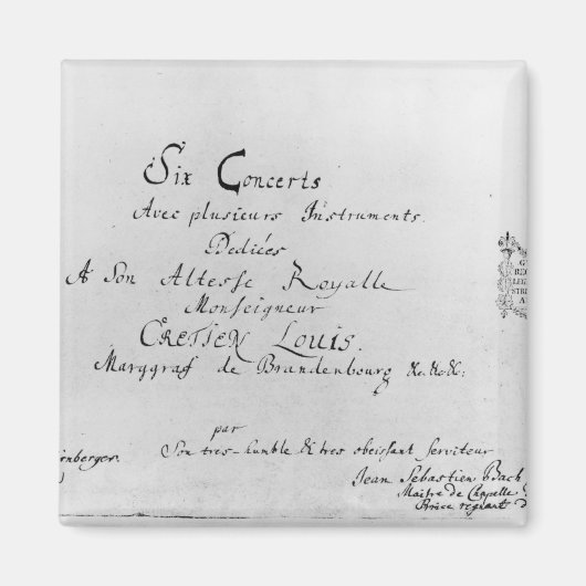 ブランデンブルク協奏曲， 1721 マグネット (正面)