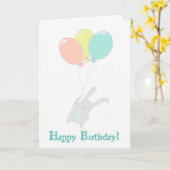 ブランデーグラスのシンプルでかわいいバニー カード (黄色い花)