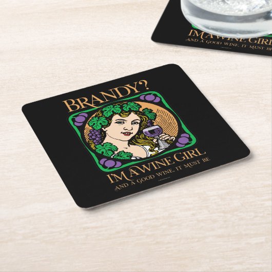 ブランデー（私はワインガール） スクエアペーパーコースター (アングル)