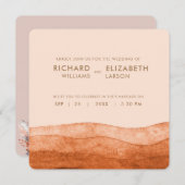 ブラントオレンジボホ紅葉テラコッタ結婚ズ 招待状 (正面/裏面)