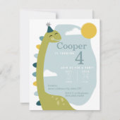 ブラントサウルス空の恐竜誕生日 招待状 (正面)