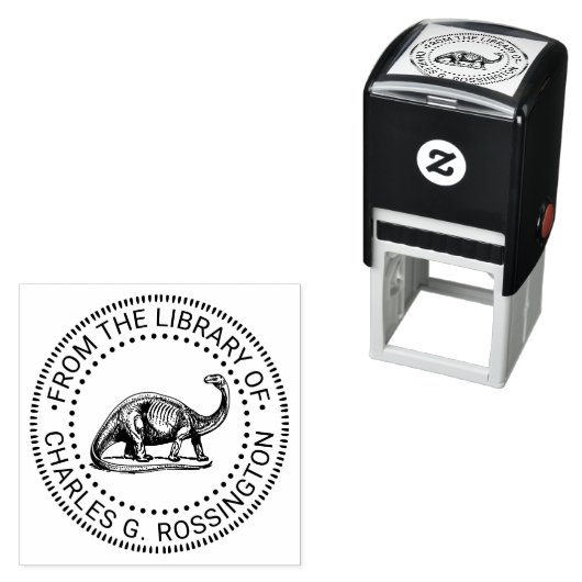 ブラントサウルス 恐竜 図書館 本の名前 セルフインキングスタンプ (インサイチュ)