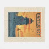 ブラントポイントライトハウス | ナンタケットMA フリースブランケット (正面(横))