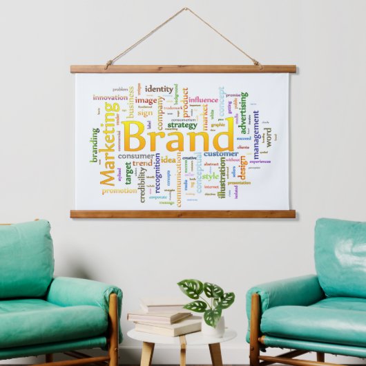 ブランドとマーケティング関連文字 吊り下げ型タペストリー (リビング)