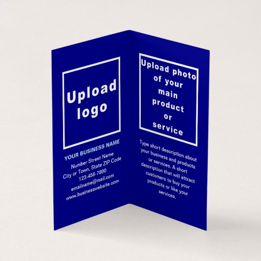 ブランドと製品の青い折り畳み名刺 名刺 (内部)