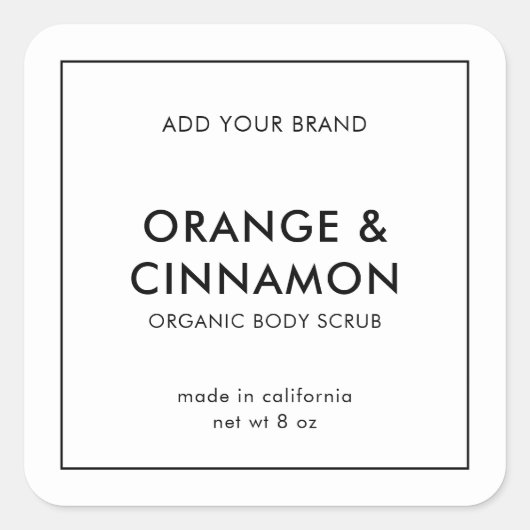 ブランドのミニマルモダンム製品ラベルの追加 スクエアシール (正面)