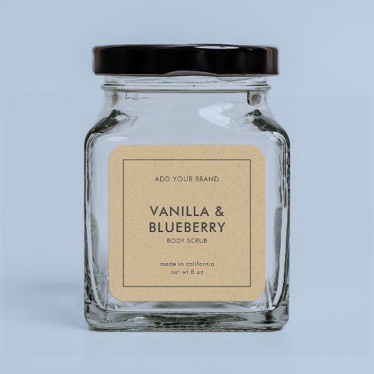 ブランドのミニマルKraft製品ラベルを追加 スクエアシール