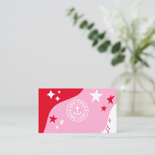 ブランドはっきりしたピンクレッドホワイトスターズのビジネスロゴ 名刺 (スタンド正面)